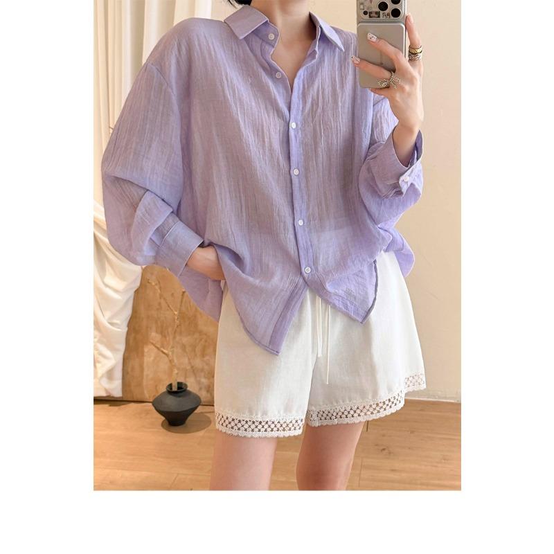 DIMANAF 2026 Summer New Plus Size Women Blouse Shirt Vintage Loose Cotton Linen Casual Lady Tops Button Solid