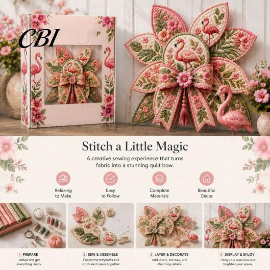 Easy Crafting Kit with Tutorial DIY Quilted Hanger for Door Wall, Wreath Patchwork Bow Sewing Hummingbird Cardinals Fabric Art Kit, Craft Adults