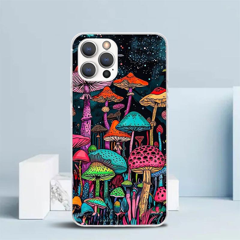 Colorful Mushroom Soft Cover for iPhone 16 17 Air 15 14 Pro Max 16E Phone Case 13 Mini 12 11 7 SE 8 Print Pattern Fit Cases 16 1