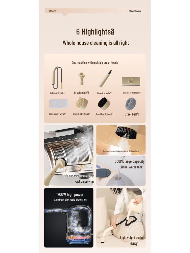 High-Pressure Steam Cleaner for Kitchen Appliances and Range Hoods