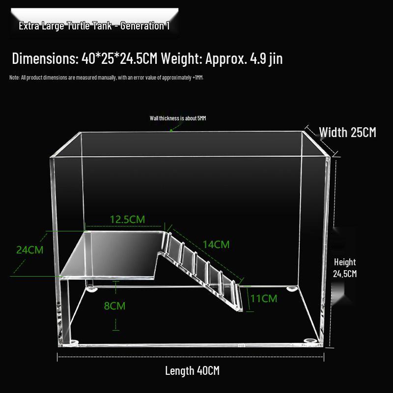 Acrylic Turtle Tank with Sunning Platform - Desktop Mini Fish Tank for Home or Office