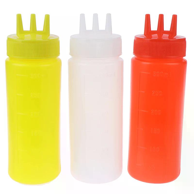 3 Hole Plastic Squeeze Type Condiment Bottle Condiment Dispenser Accessory Reusable And Suitable For Kitchen Use