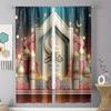 2pcs  Eid al Fitr Theme Traditional Pattern Curtains Islamic Style Living Room Bedroom Drawbar Pocket Window Decoration