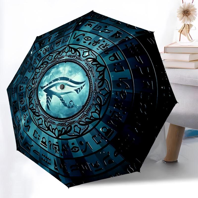 1pc Eye of Horus, Hieroglyphics Automatic Open/Close Umbrella with Folding Feature Compact Travel Umbrella, Lightweight Design, for Commuting152