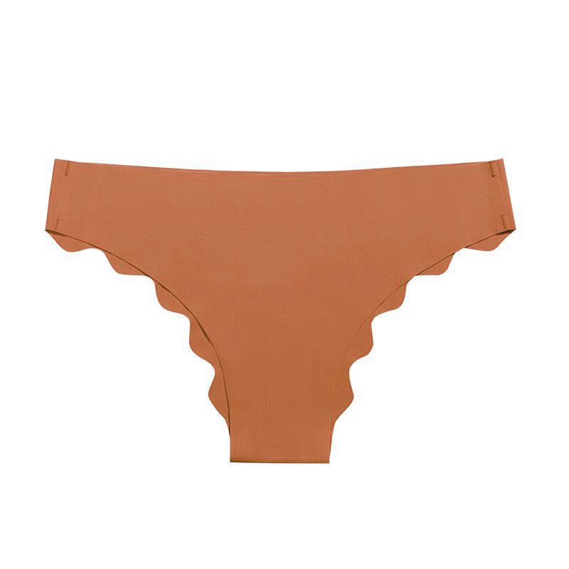 Ladies Spring and Summer Simple Wave Edge Solid Color Speed Dry Ice Silk One Piece Type Low Waist No Trace Briefs