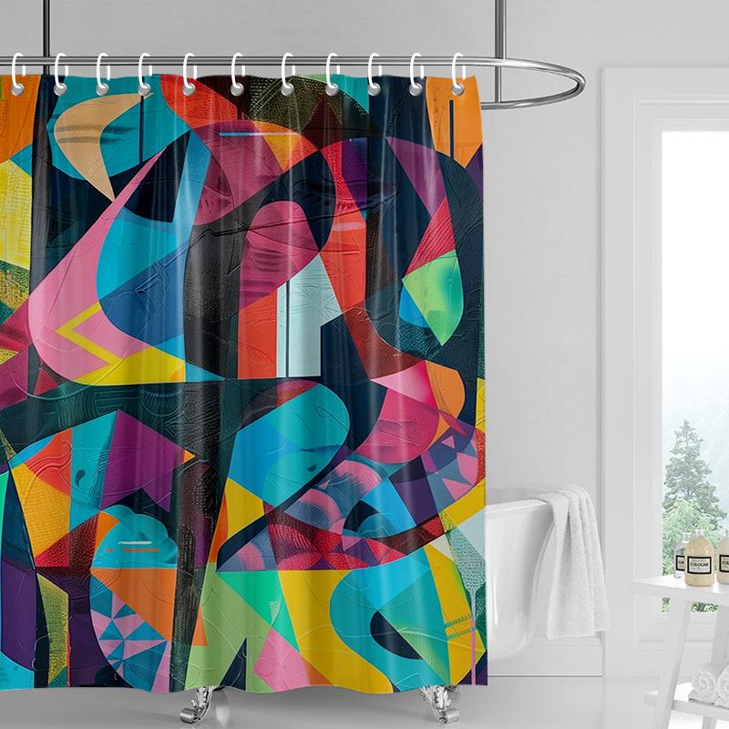 Bohemian Shower Curtain - Dancing Silhouette Art with Tropical Leaves Birds,Watercolor Bathroom Decor for Artistic Bath Spaces