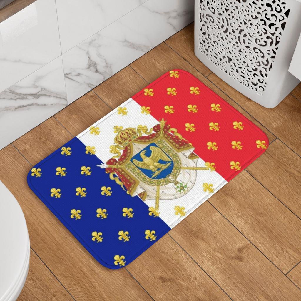 Royal Standard Napoleon France Flag Front Door Mat Anti-Slip Indoor Absorbent Coat Of Arms Doormat Kitchen Bedroom Entrance Rug