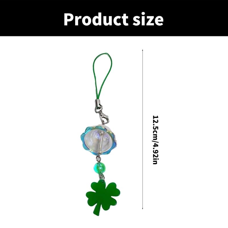 Clear Elegant Color Four Leaf Clovers Phone Charm with Wind Chimes Portable Good Luck Fashion Accessory Daily Use