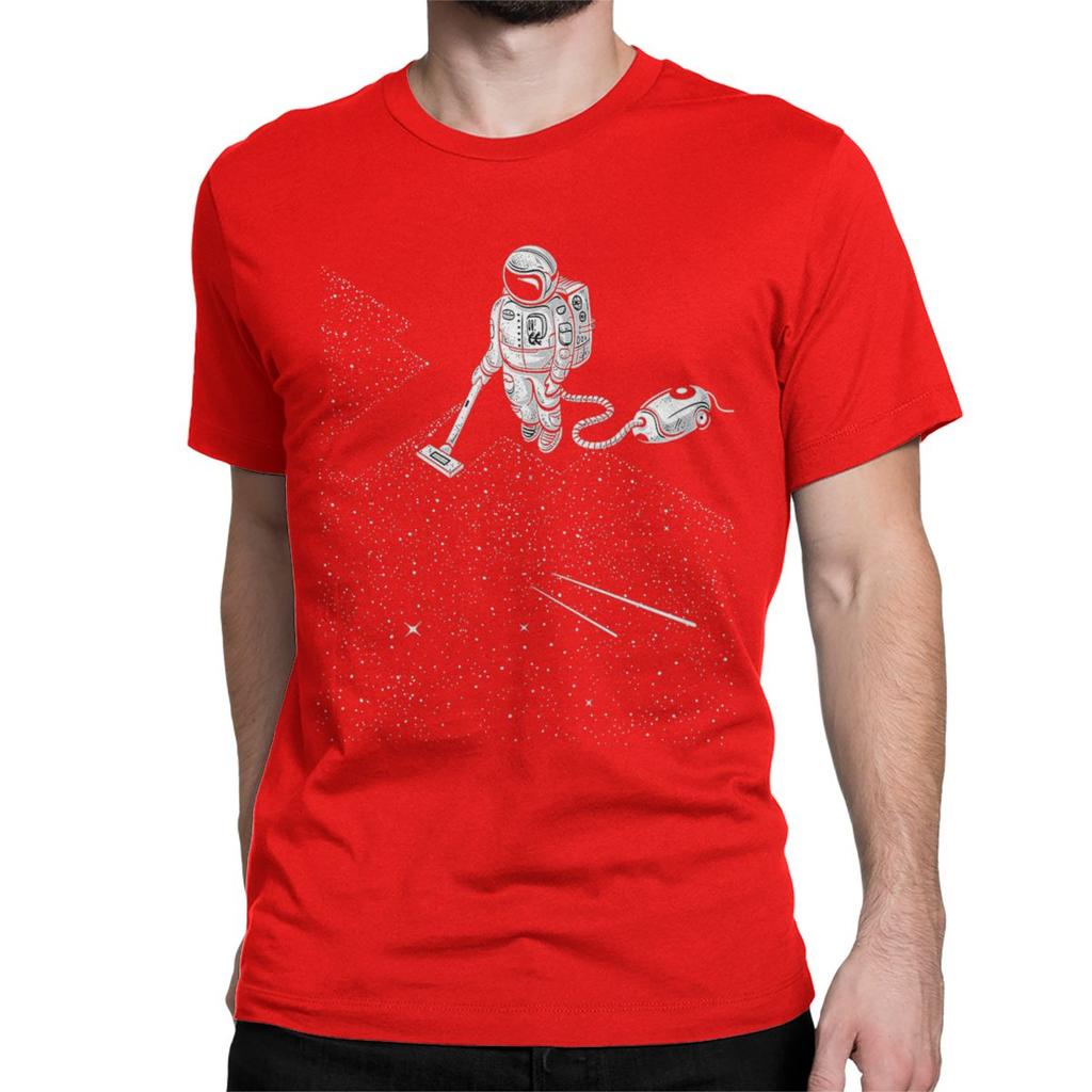 Astronaut Space Vacuum Cleaner T Shirts Men Women Cotton Novelty T-Shirt Round Collar Tees Short Sleeve Clothes Plus Size