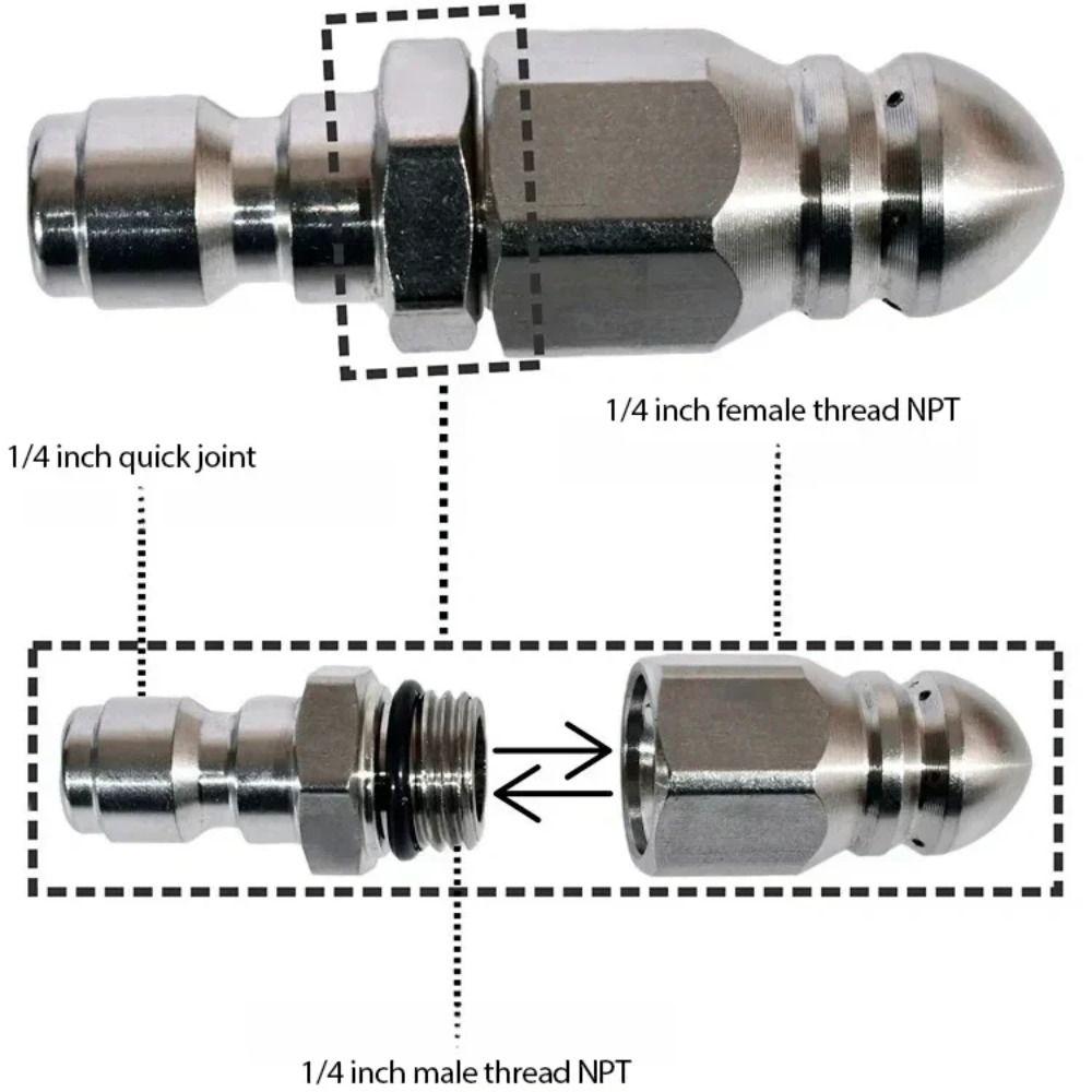 1/4" Fast Plug Pressure Washer Nozzle Portable Water Jet Nozzle Quick Connector Nozzle  Sewage Hose