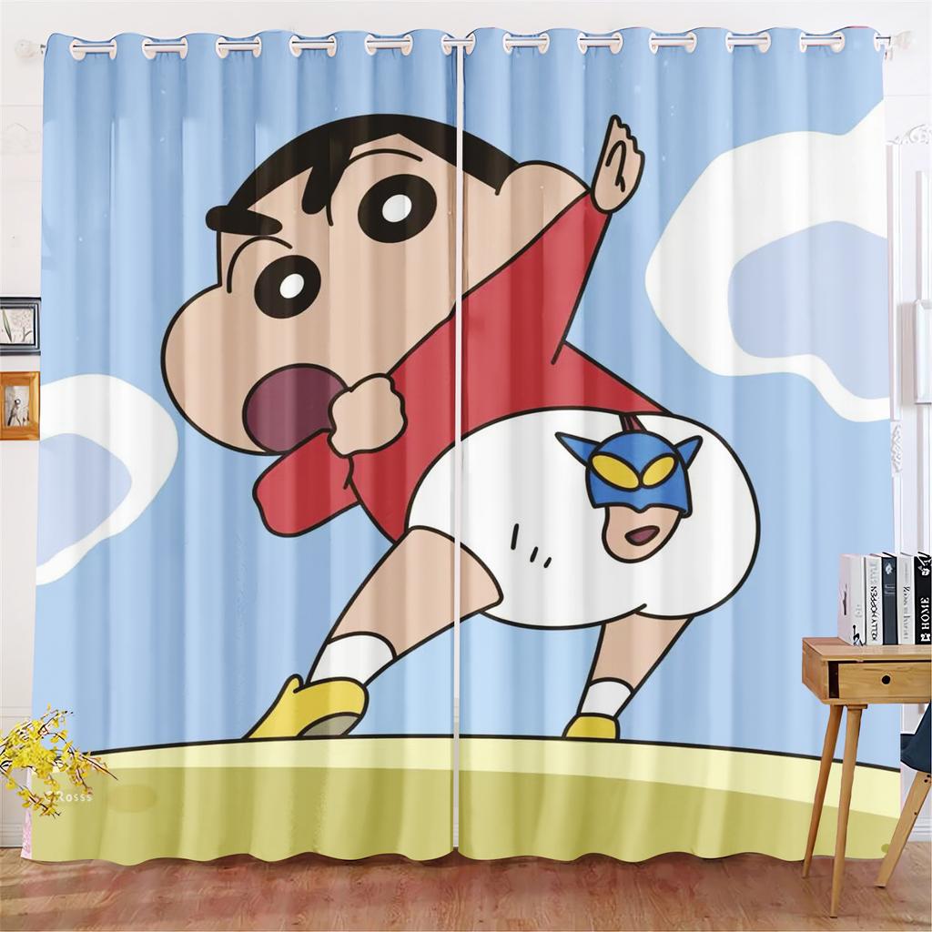 Crayon Shin-chan 3D Digital Print Curtains Cartoon Window Blackout Curtain Bedroom Fashion Style Home Decor Cute Anime Findings