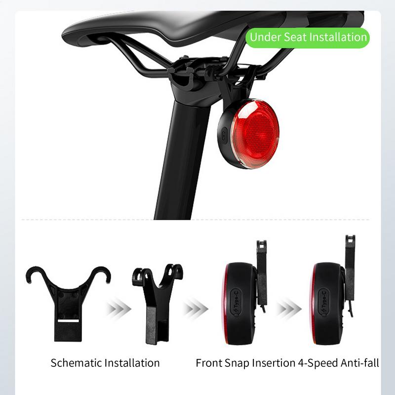 Bike Lights For Night Riding Smart Brake Sensor LED Rear Light Waterproof Rechargeable Taillight With 5 Lighting Modes Warning