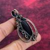 Black Onyx Gemstone Pendant Handmade Unique Jewelry Copper Wire Wrapped Pendant