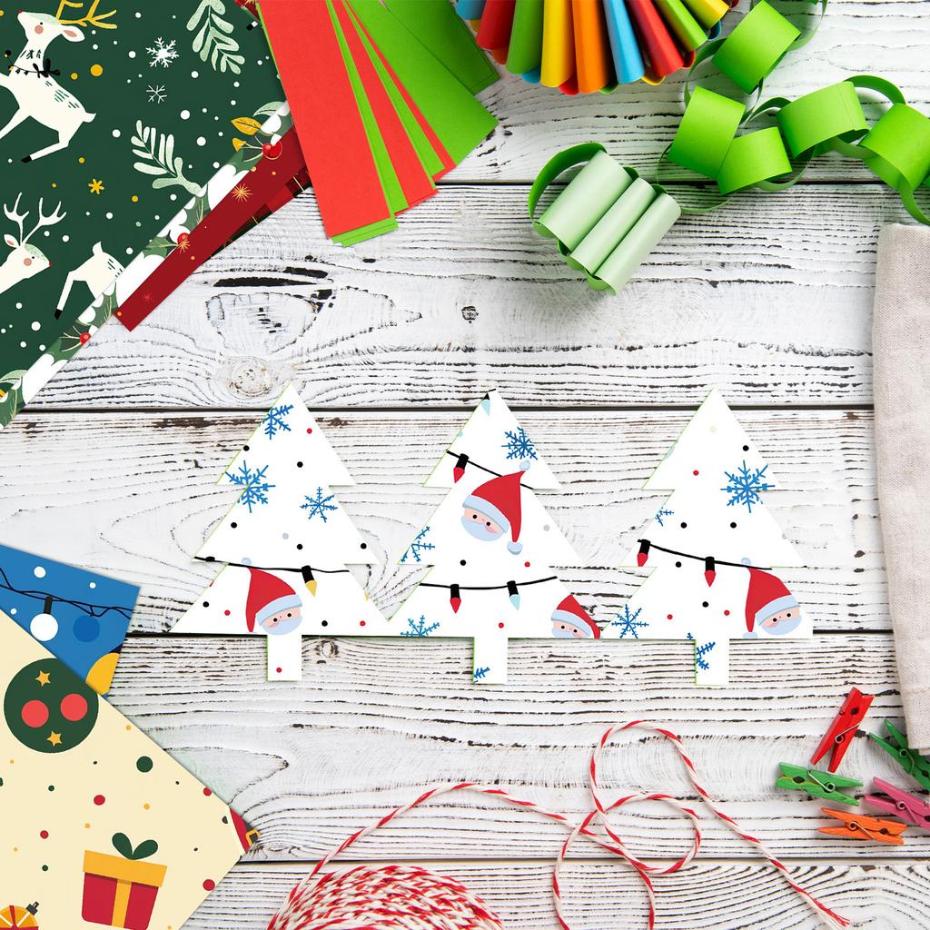 Merry Christmas DIY Craft Decorative Paper Set, 12 Sheets Creative Journal Scrapbook Background Paper