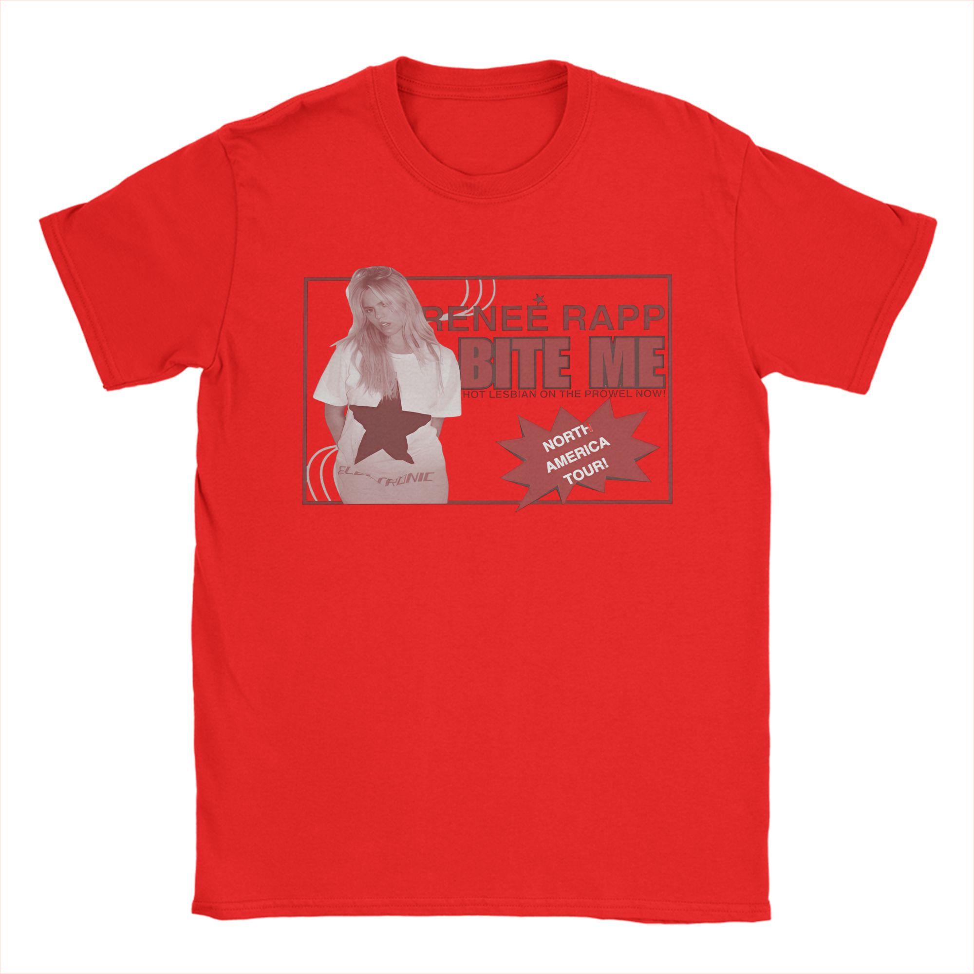 

Renee Rapp Tour Bite Me T Shirts Unisex Cotton Novelty TShirt Round Neck Tees Short Sleeve Tops Party S