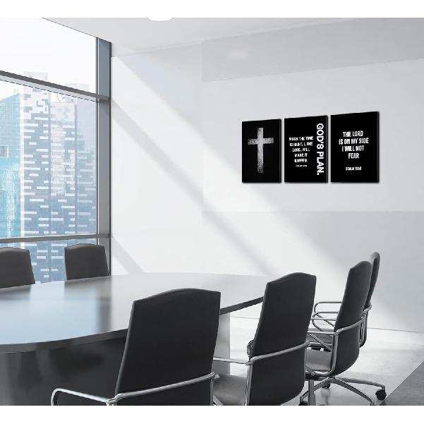 3Pcs Jesus Cross Canvas Wall Art Black and White Scripture Poster Christian pirational Painting Picture Catholic Religious Bible Wall Decor for