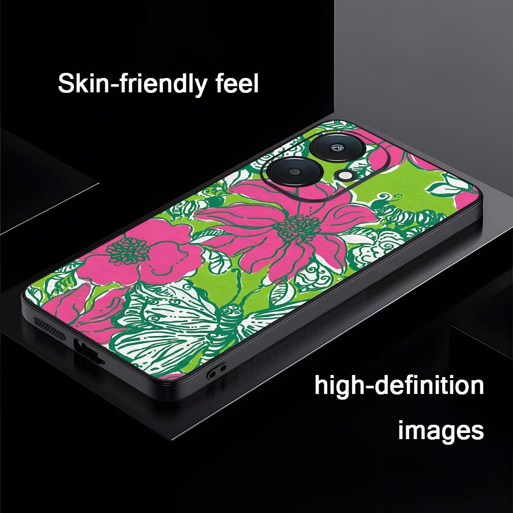 

L-Lilly P-Pulitzer Популярный чехол для телефона для Xiaomi Redmi 14C 13C 12C Note14 13 12 11 10 Pro Plus S Мягкий черный чехол для телефона Redmi 14C 4G