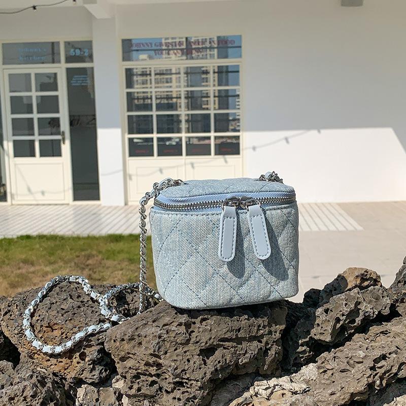 Bag Niche Design Mini Shoulder Diamond Messenger Box Bag Women's Simple Chain Denim Bag
