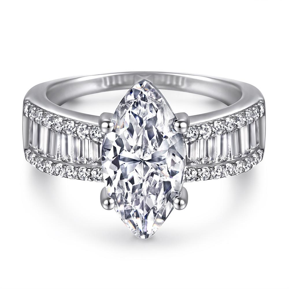 Lindon Classic 925 Sterling Silver Zircon Ring Ladies Jewelry Wedding Promise Party Gift