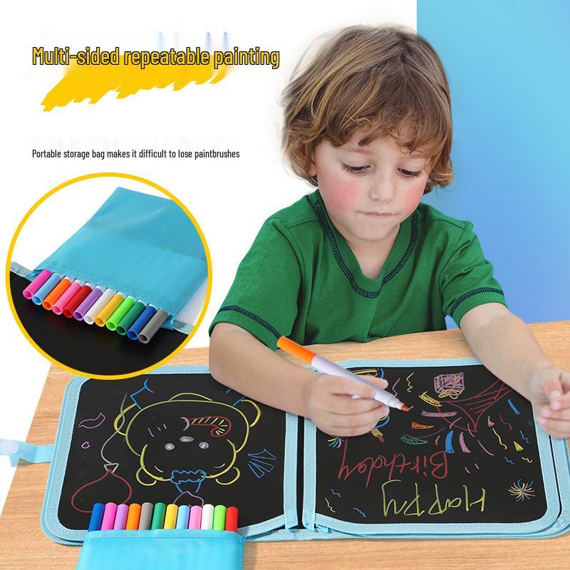 Erasable Double-Sided Portable Drawing Board with Watercolor Pen for Home