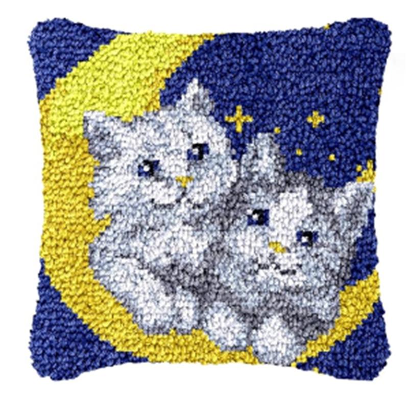 Hund Katze Kreuzstich Stickerei Set DIY Tiere Schlingenhaken Sets Smyrna Kissenbezug Knoten Kissenmatte Häkeln Kissen Kissen Deko