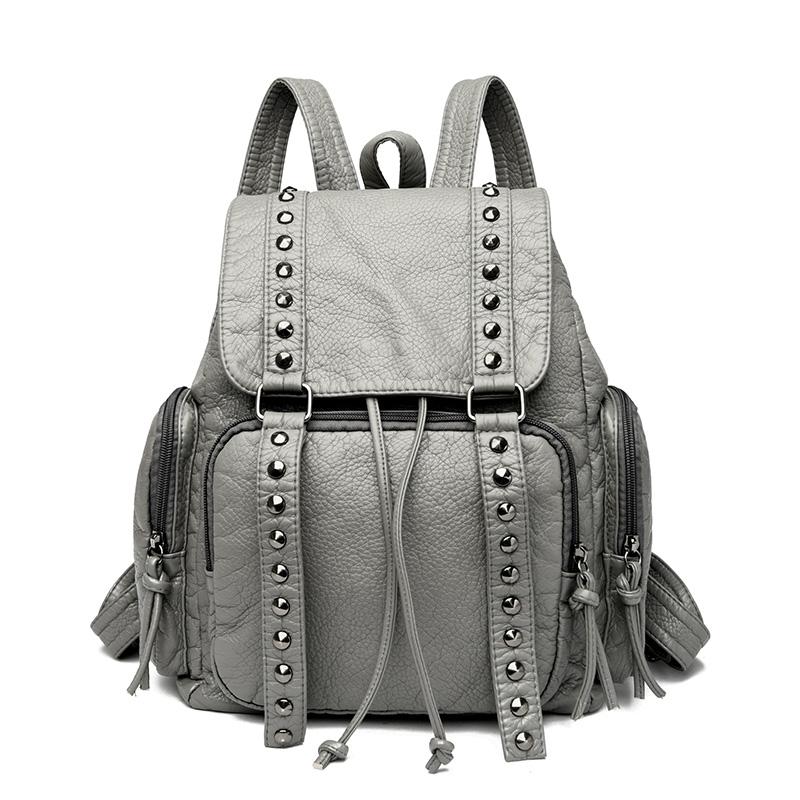 Zaino Designer Rivettato in Morbida Pelle per Donna Semplice ad Alta Capacità Borsa Scolastica Zaino da Viaggio