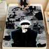 Unique Manga-Inspired Blanket Featuring a Confident Character with Spiky White Hair & Black Blindfold - Cozy & Stylish Shonen An