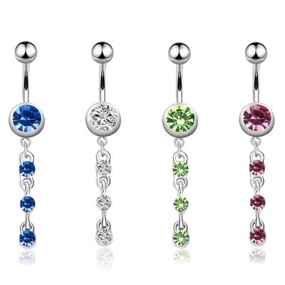 Bauchnabelring aus Edelstahl mit Zirkon und Diamant