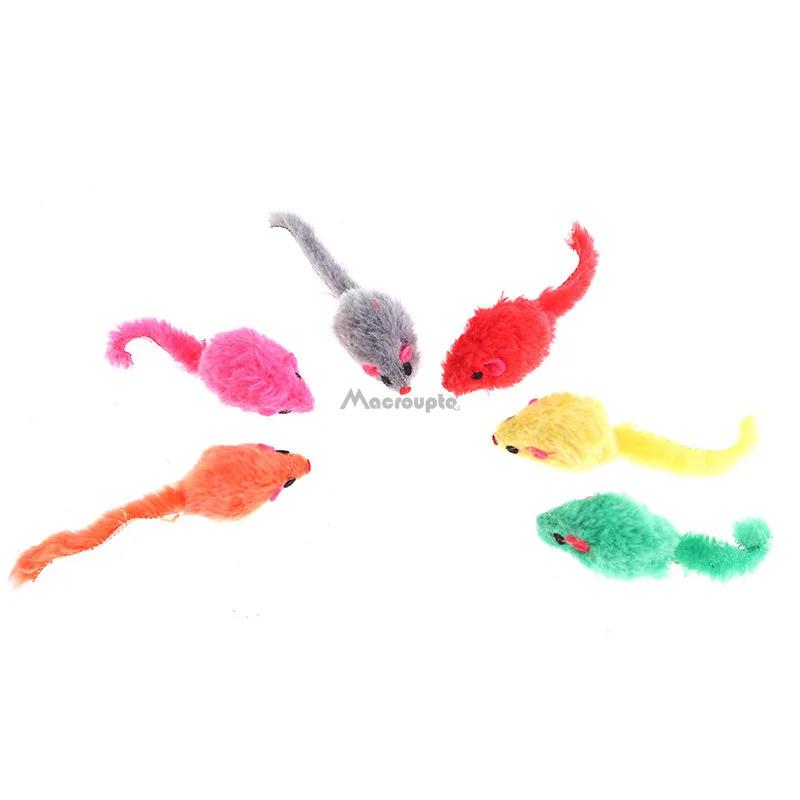5Pcs Furry Plush Cat Toy Soft Solid Interactive Mice Mouse Toys for Funny Kitten Pet Cats Playing Scratch Training Game Supplies