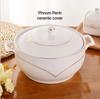 Ceramic Soup Pot Nordic Phnom Penh White Round 2.6L Large Bowl with Lid Cooking Utensils Household Kitchen Supplies Tableware