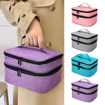 30 Bottles Nail Polish Storage Bag Double-Layer Portable Nail Varnish Holder Multifunctional Essential Oil Handbag