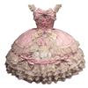 Lolita JSK Jumper Skirt Dress Lace Tiered Ribbon Frill Dress Clothing Palace Style Mori Girl Idol Costume Sleeveless Children Slimming Sweet Elegant