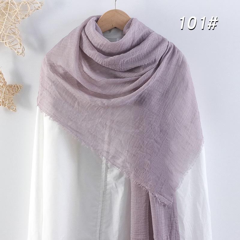 Sciarpa da donna in cotone lino seta - Per tutte le stagioni, colore unito, versatile foulard per testa e parasole