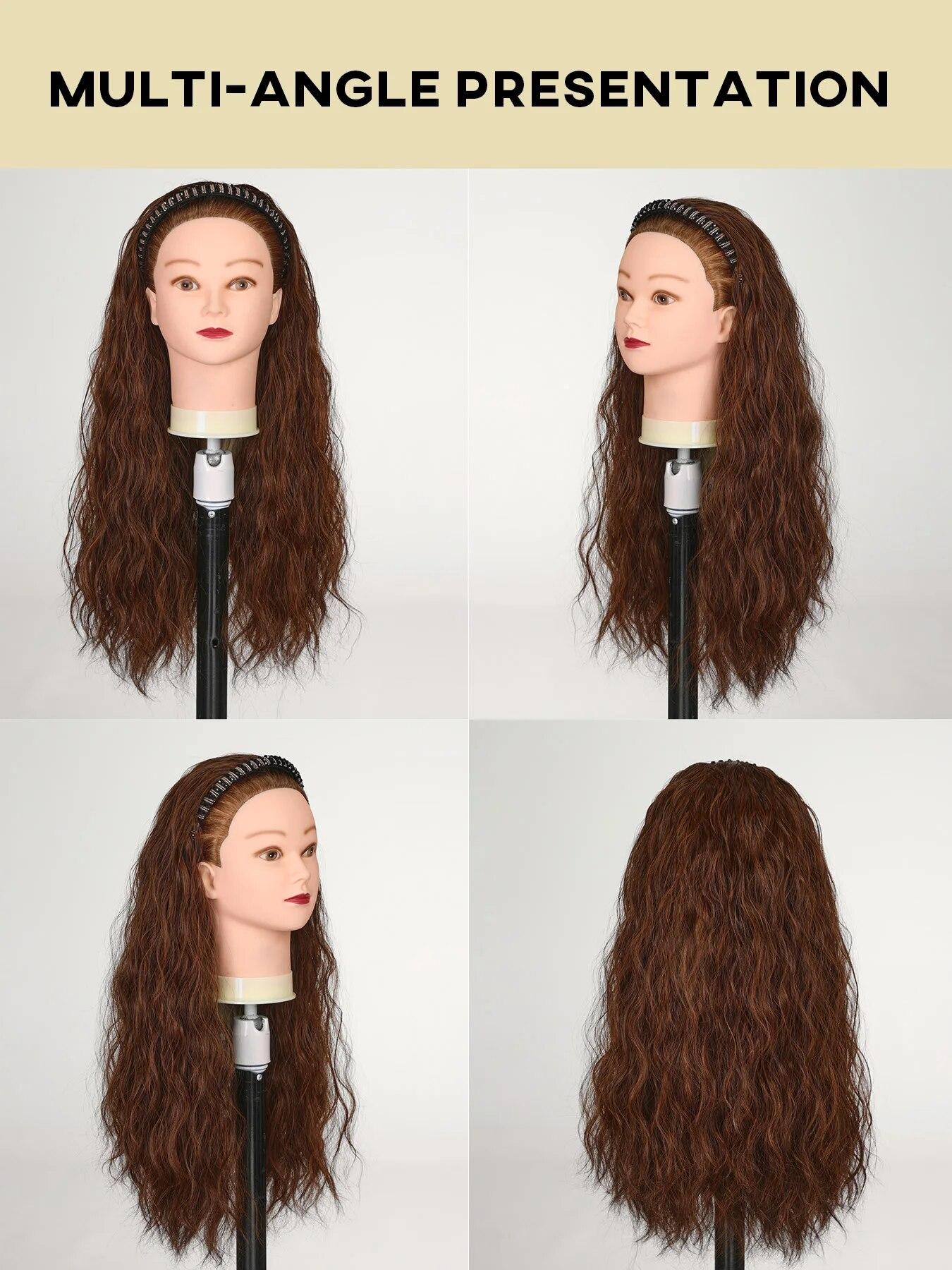 

24-дюймова пов язка на голову Перука з довгим хвилястим обручем Цільна синтетична перука Для початківців Щоденна вечірка Перуки для косплею для жінок