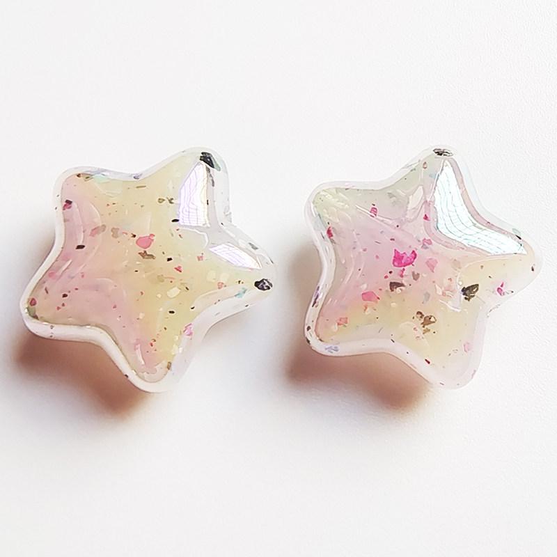 Transparent Iridescent Star-Five-Pointed Jelly Beads for DIY Jewelry and Crafts 19*9mm
