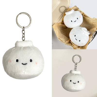Lovely Plush Steamed Dumpling Keychain Soft Bun Doll Ornament for Bags and Keys Food Pendant Keyring for Everyday Use