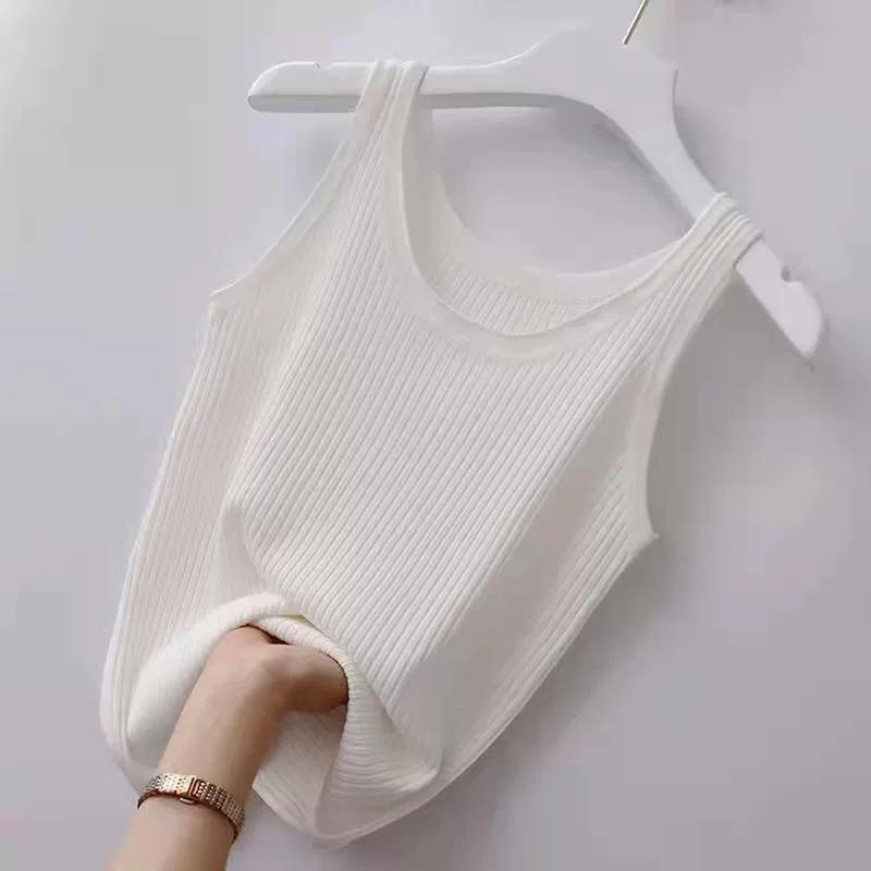 Sling Threaded Vest Women's Large Size Slim Fit Outer Wear Inner Bottoming Shirt Sleeveless Thin Vest