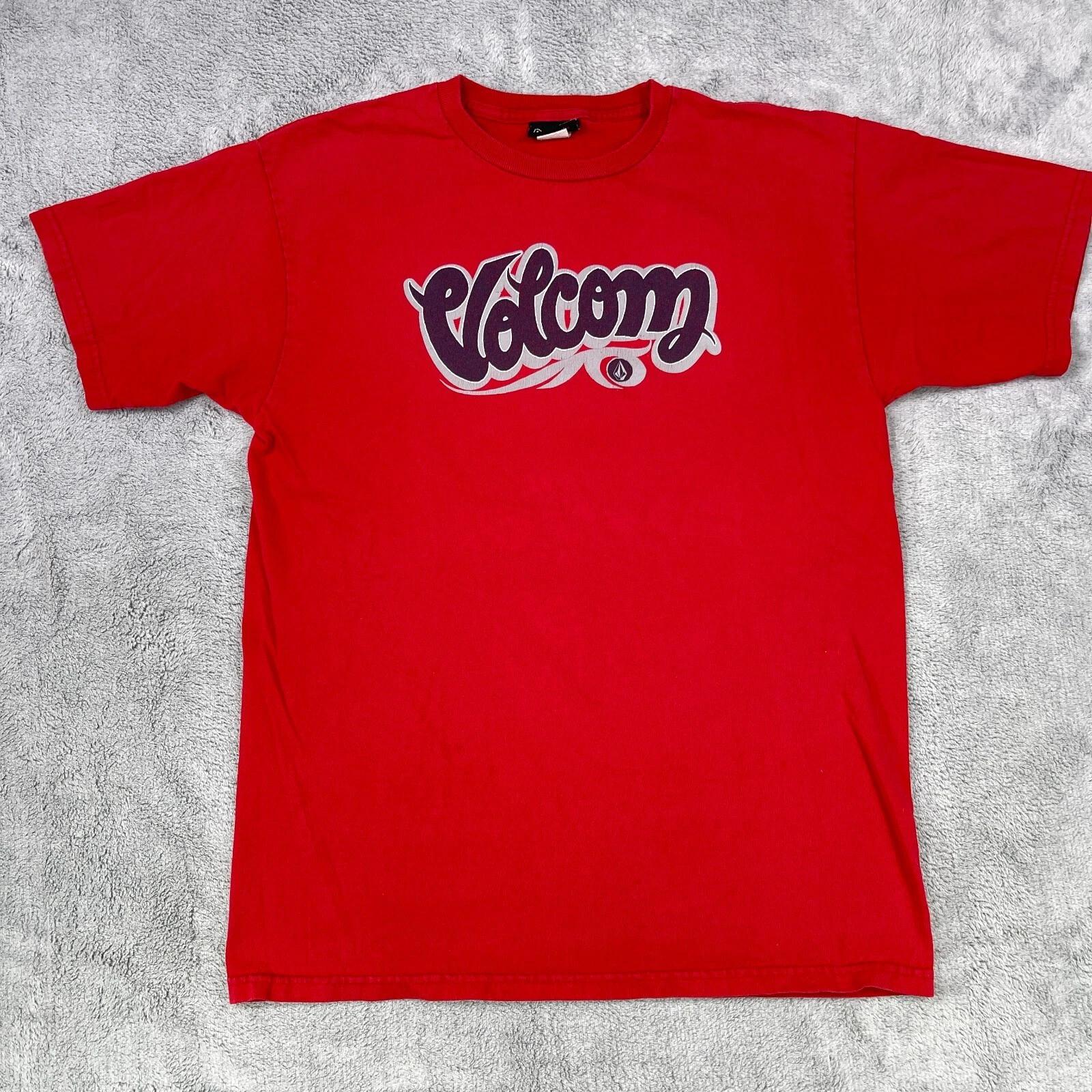 

Вінтажна футболка Volcom для чоловіків, розмір M, червона, вицвіла, 90-ті Y2K, з графічним принтом, для скейтбордингу, скейтбордистів, BMX S