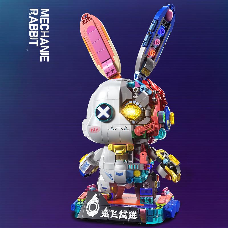 

1377 шт. Серия Creative Панк Механический Кролик Детские Игрушки-Конструкторы без коробки