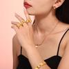 Exquisite Temperament Kaleidoscope Ring & Flower Bracelet Set in 18K Gold-Plated Titanium Steel