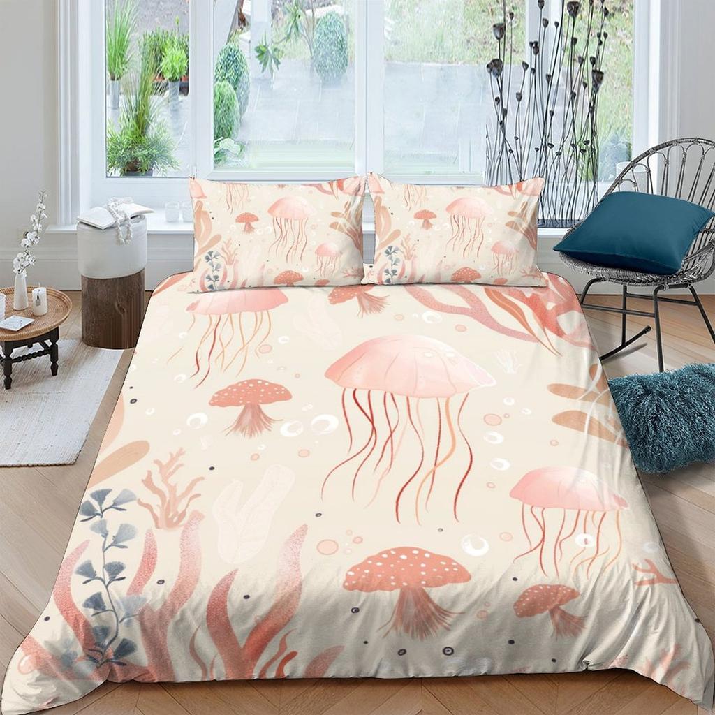 Comforter Cartoon Jellyfish Printed S Adult High Quality Bedding Set Bed Giftqueen Size Warm Soft And Breathable