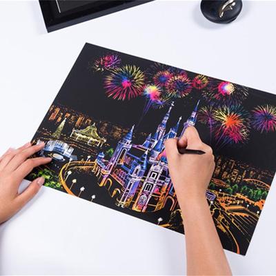 Buntes Stadt-Nacht-Kratzbild-Set: DIY-Geschenk für Freunde