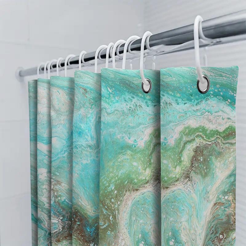 Luxury Bathroom Decor Shower Curtain with Blue Green Marble Print Waterproof Fabric for Home Decoration 72x84 (Blue Marble)