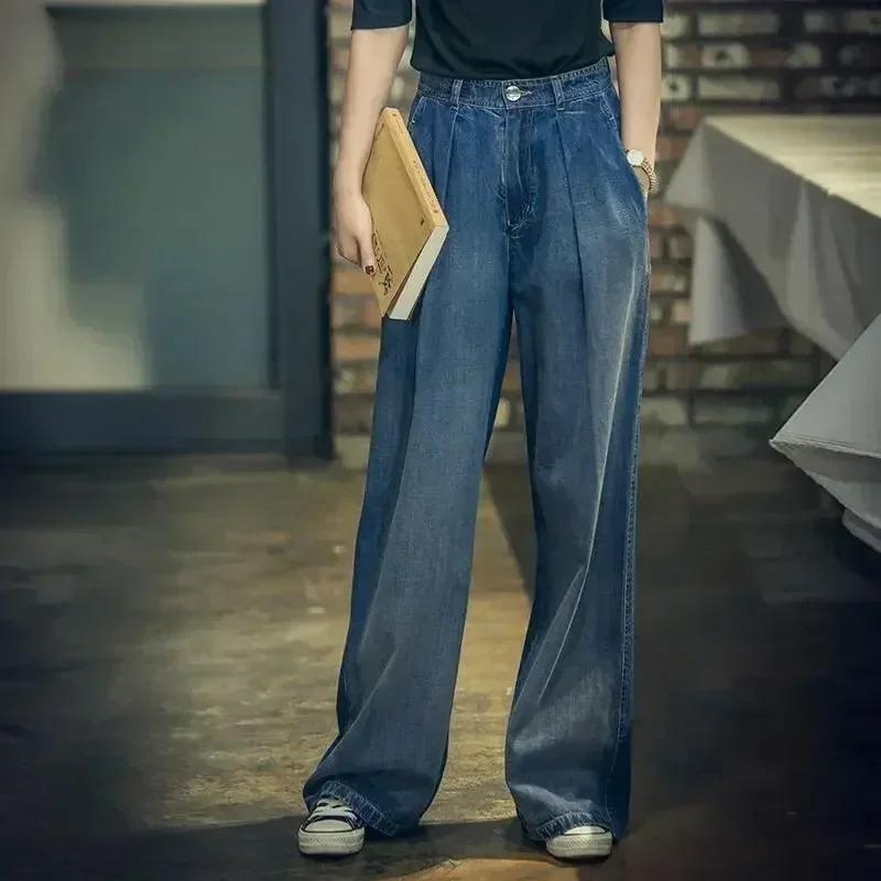 Vintage Džíny s vysokým pasem Žena Streetwear Korejské Dámské Džíny Džínovina Volný čas Jednoduché Dámské Kalhoty Džíny s rovnými nohami Y2k Móda