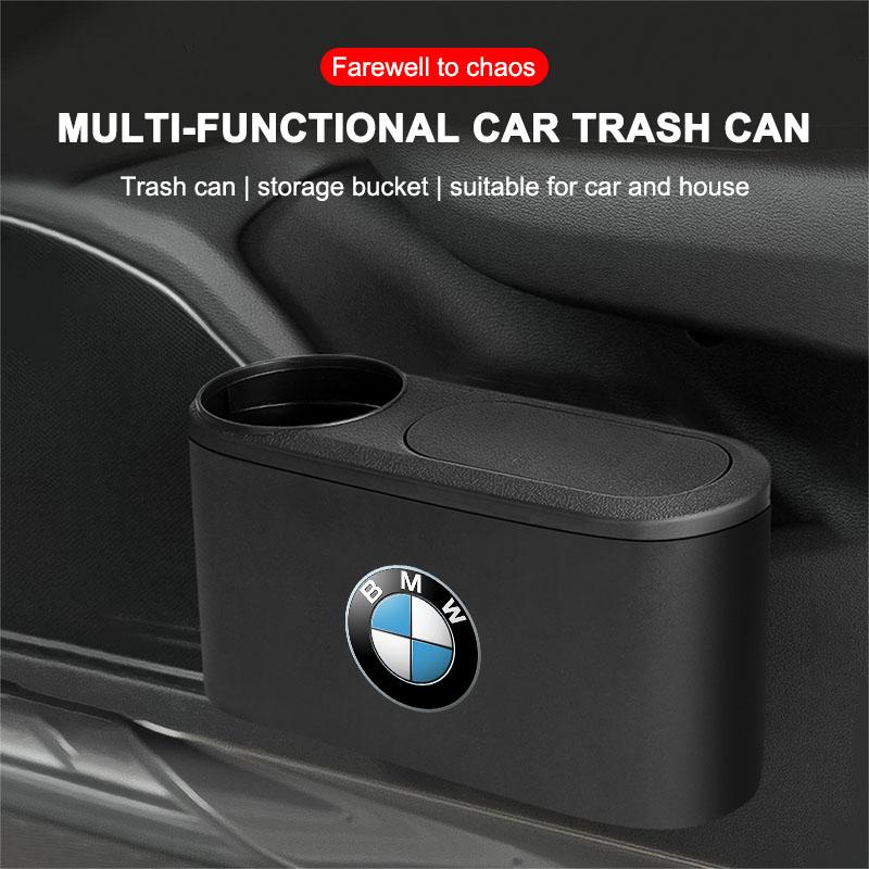 1Pcs Portable Hanging Mini Car Trash Can Wastebasket Trash Can with Lid for BMW 1 3 5 7 Series M3 M5 F01 F20 F10 F13 F16 F34 E84
