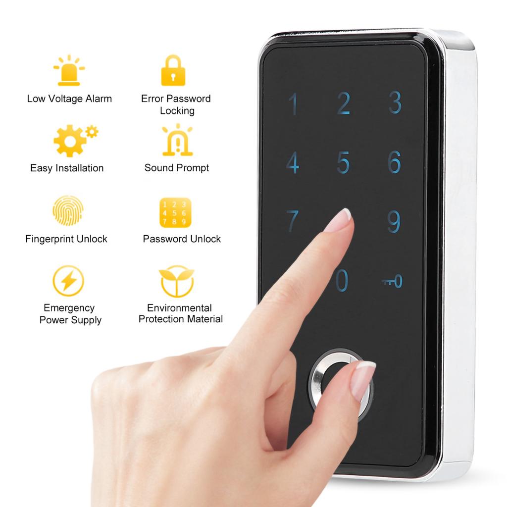 Smart Keyless Fingerprint Digital Password Electronic Lock For Cabinet File Locker(Silver)