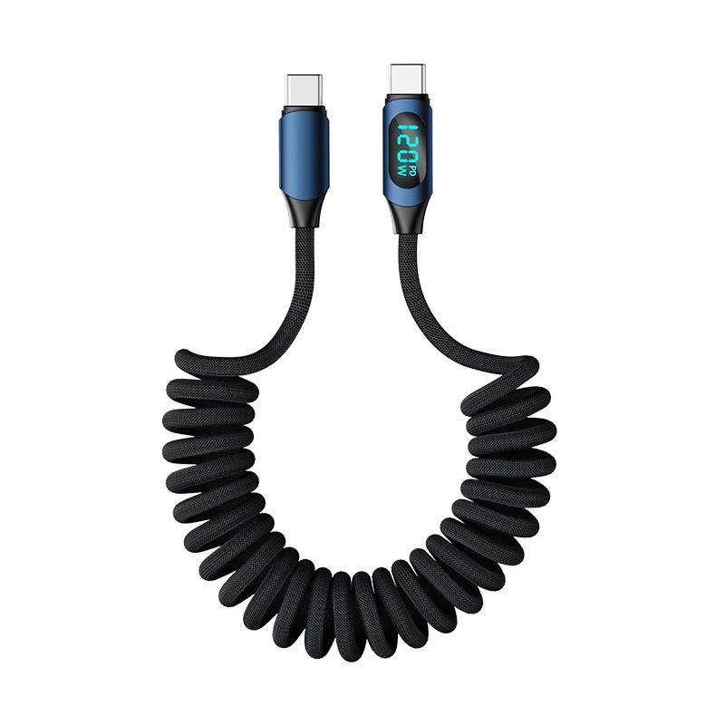120W Dual Type-C Fast Charging Data Cable for Apple, Huawei, Xiaomi Laptops & Car Chargers, PD Compatible