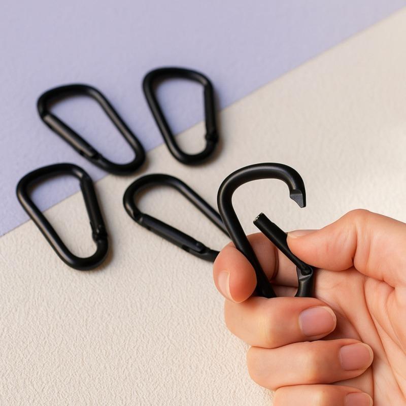 Versatile 6Pcs Black Type D Hook Outdoor Hiking Buckle Durable Camping Gear Accessory