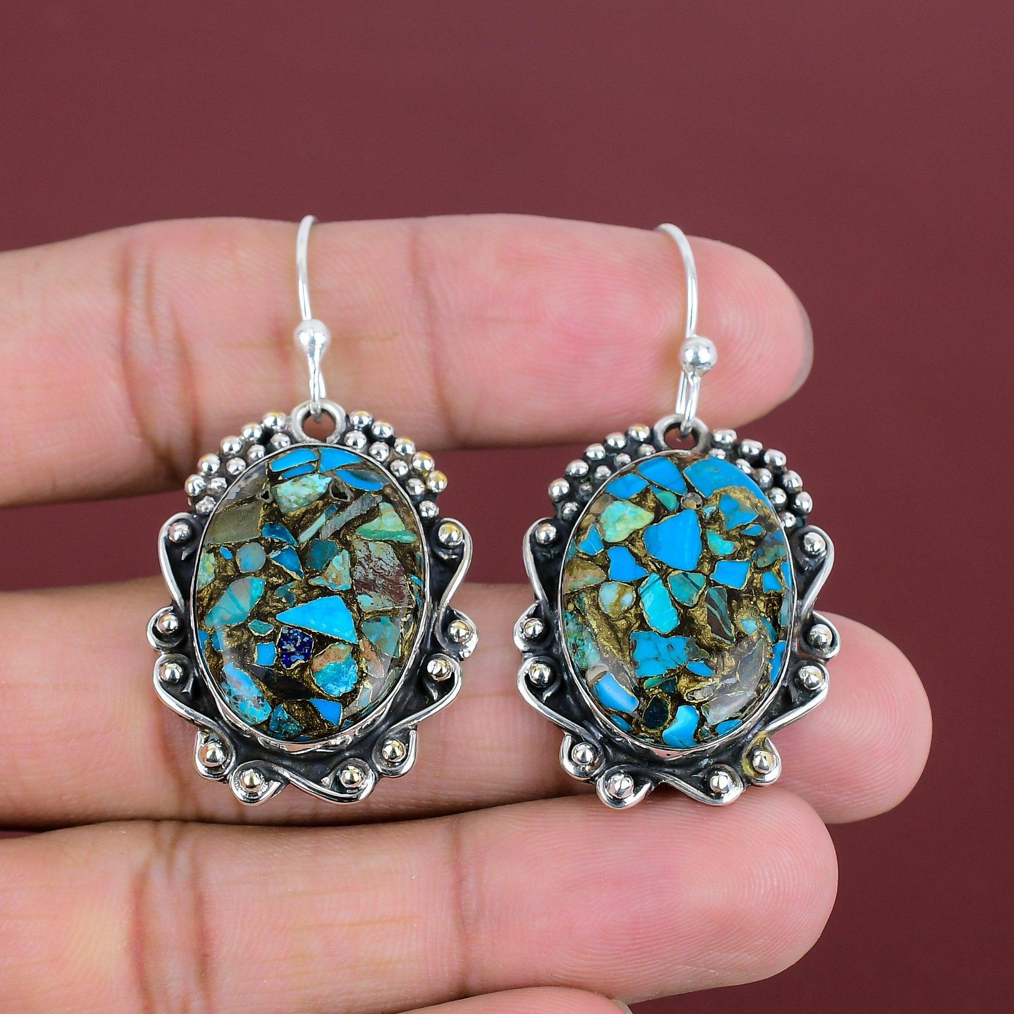 

Copper Chrysocolla Gemstone Earring Handmade Jewelry 925 Sterling Silver Earring Drop Earrings Copper Chrysocolla Jewelry Anniversary Gifts