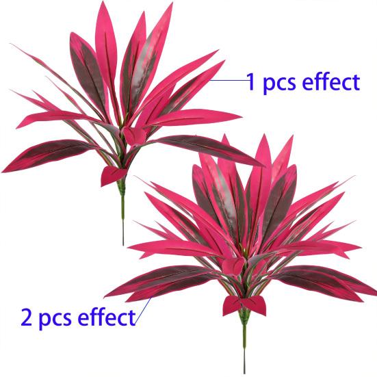 Yousheng Large Realistic Artificial Fern Dragon's Blood Tree Plants with Pink/Purple Leaves, UV Resistant Outdoor Fake Fern Plants for Garden, Patio,